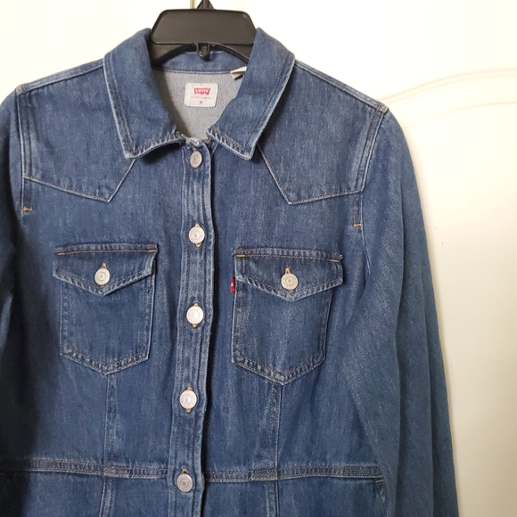Levi's Blue Denim Button-Up Western Dress Size Medium - Picture 3 of 7